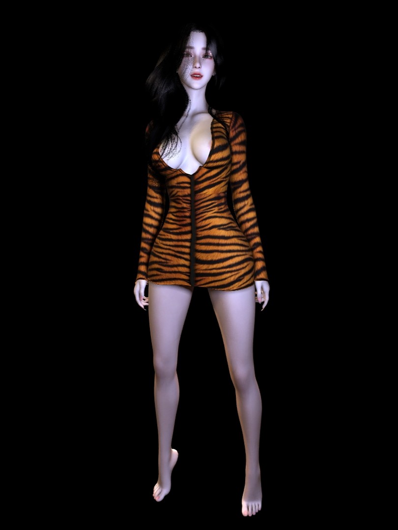 LE09 tiger stripe dress