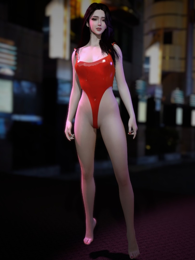 Lacquer leather swimsuit