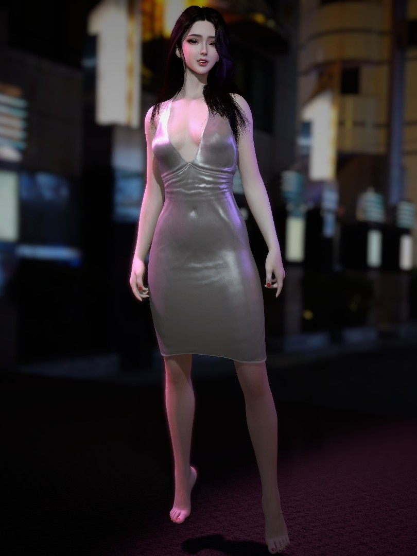 KKND.A silk open chest short skirt.1