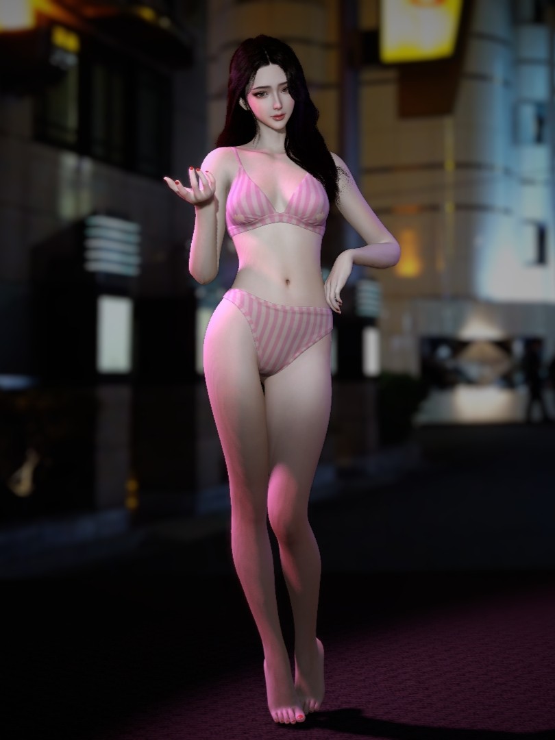 AnythingFashionVR.Pink stripe Panties and Bra.1