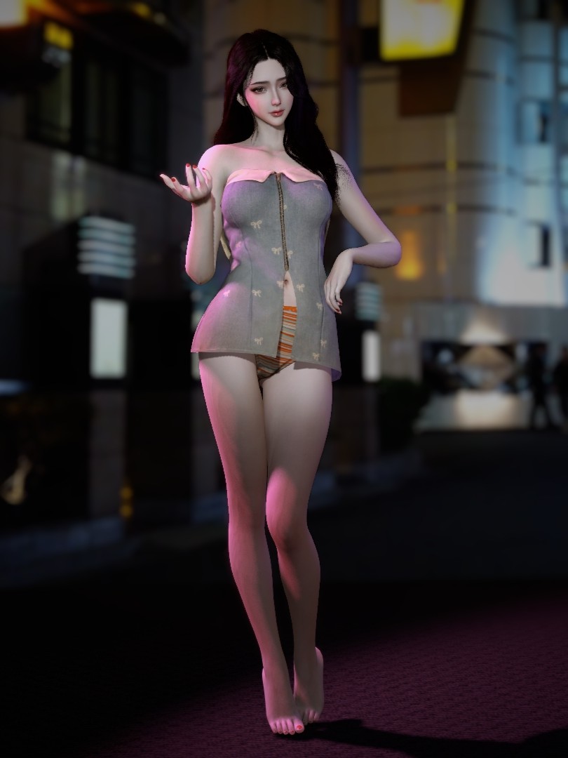 AnythingFashionVR.AFVR Jean Top exposed State Orange panties