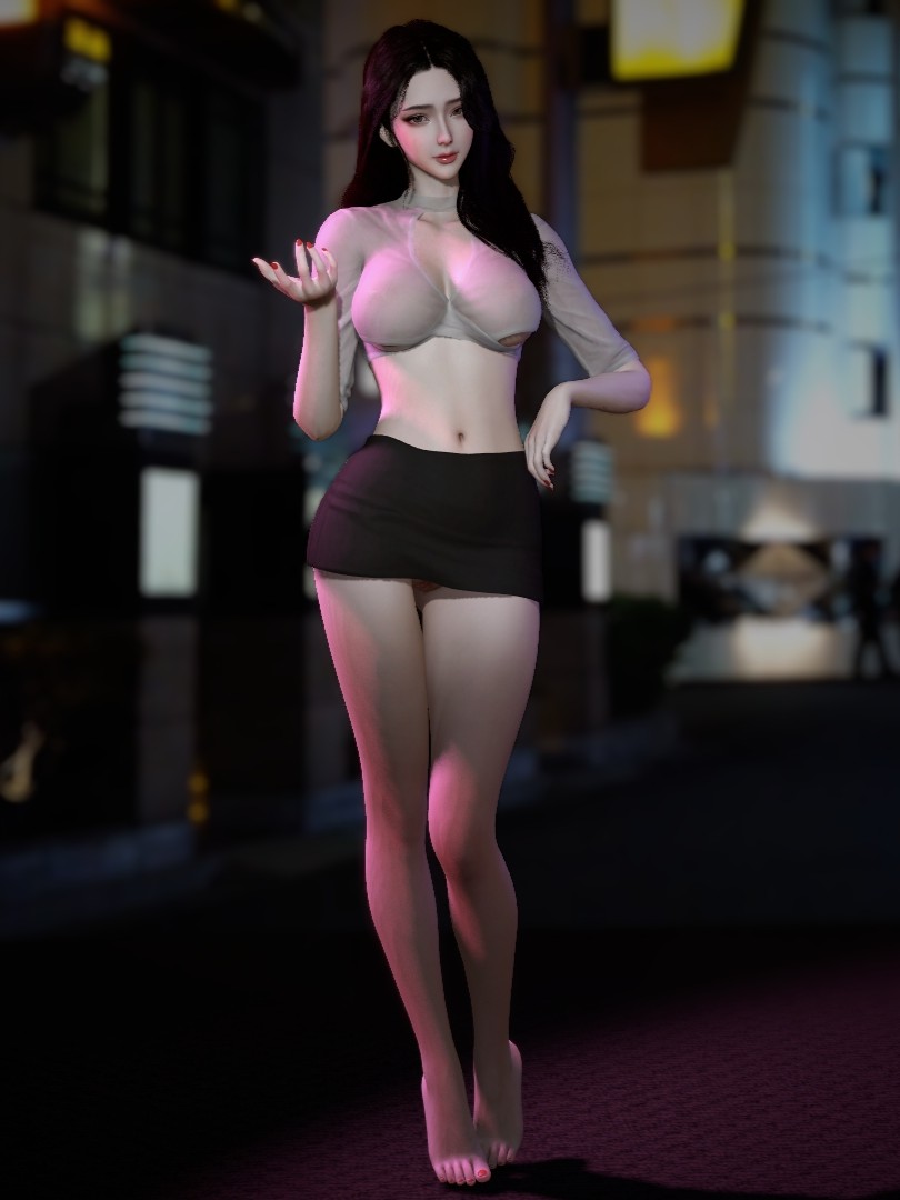 black Skirt white Seethrough Top